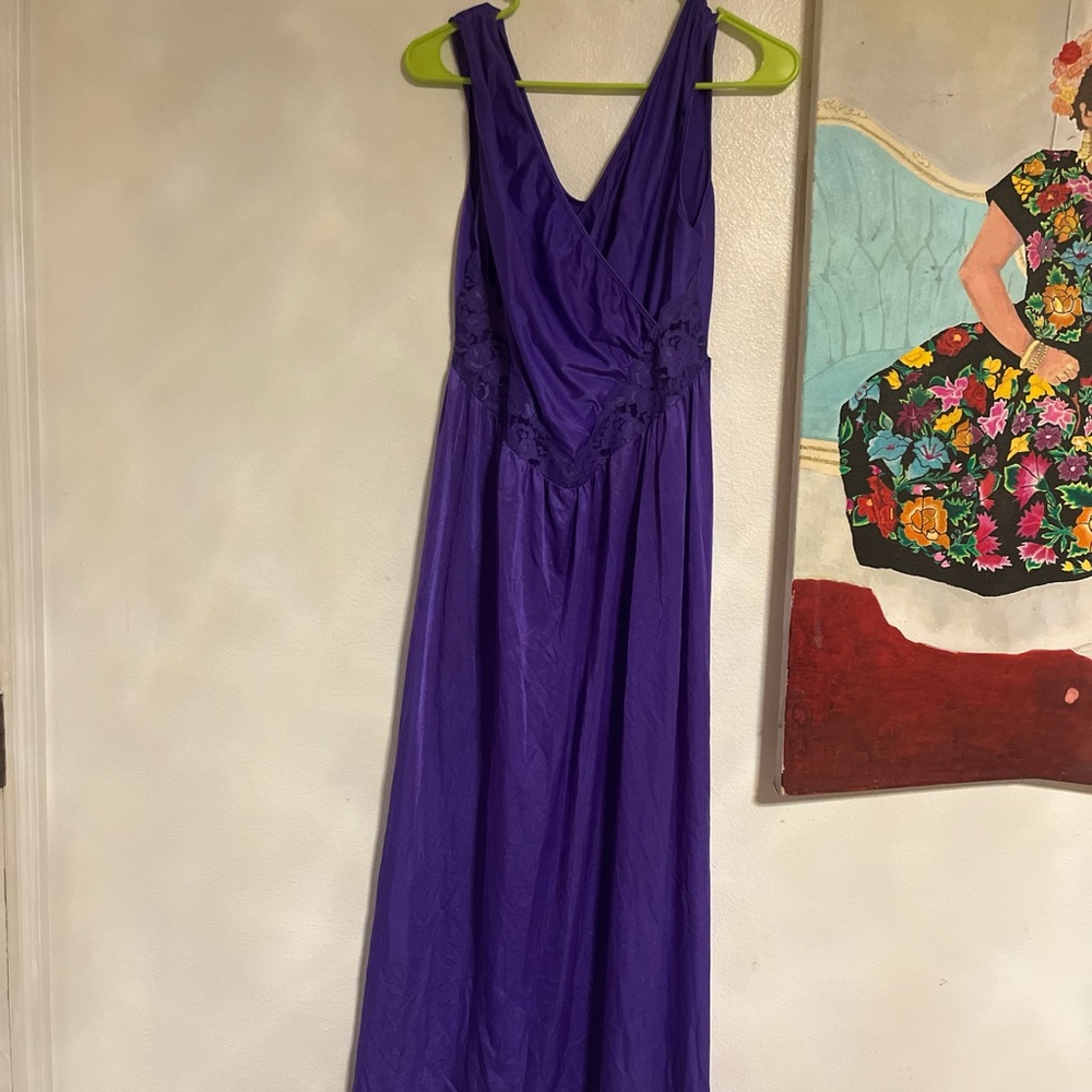 Purple vintage nylon  Lace Detail Dress - Picture 2 of 3